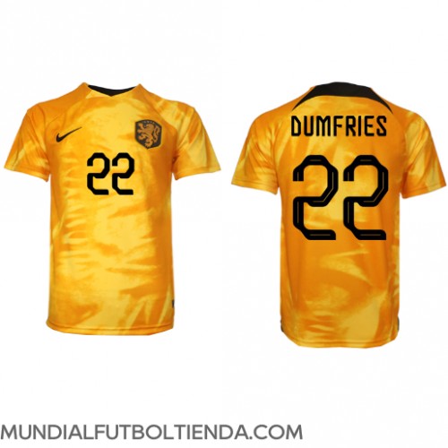 Camiseta Países Bajos Denzel Dumfries #22 Primera Equipación Replica Mundial 2022 mangas cortas